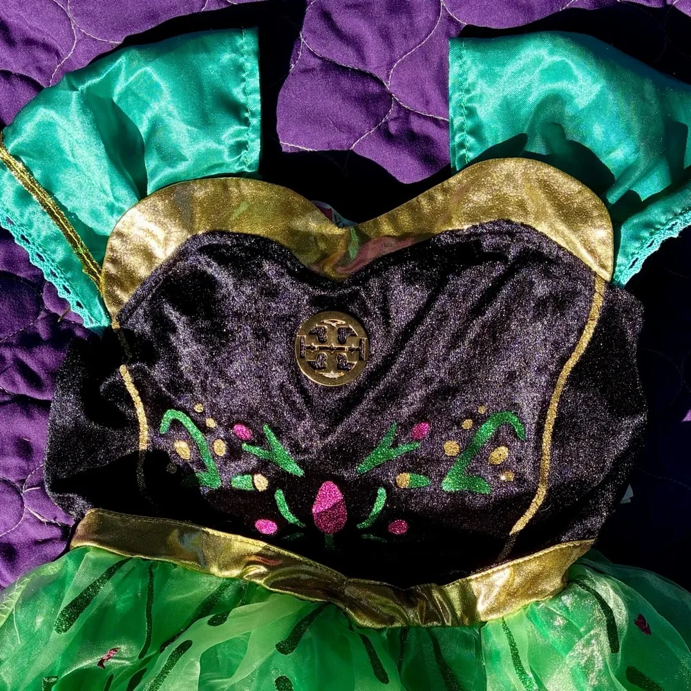 Princess Anna Dress Costume Girls 4 5 yr Frozen Halloween Gold Nordic Size 110